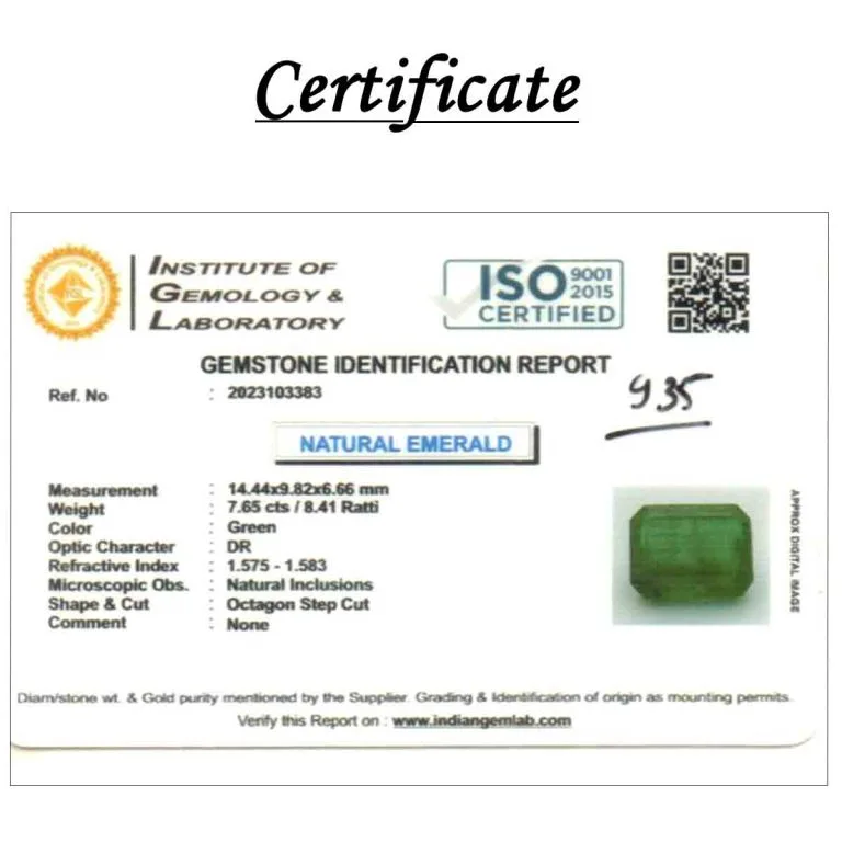 7.65 Carats Emerald ( 8.41 Ratti Panna ) - Image 3
