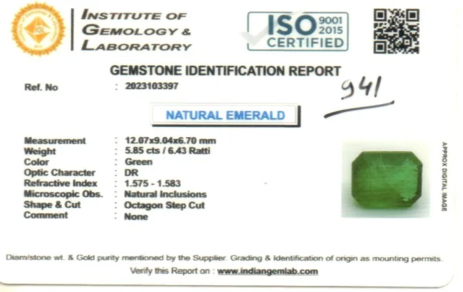 5.85 Carats Emerald ( 6.43 Ratti Panna ) - Image 3