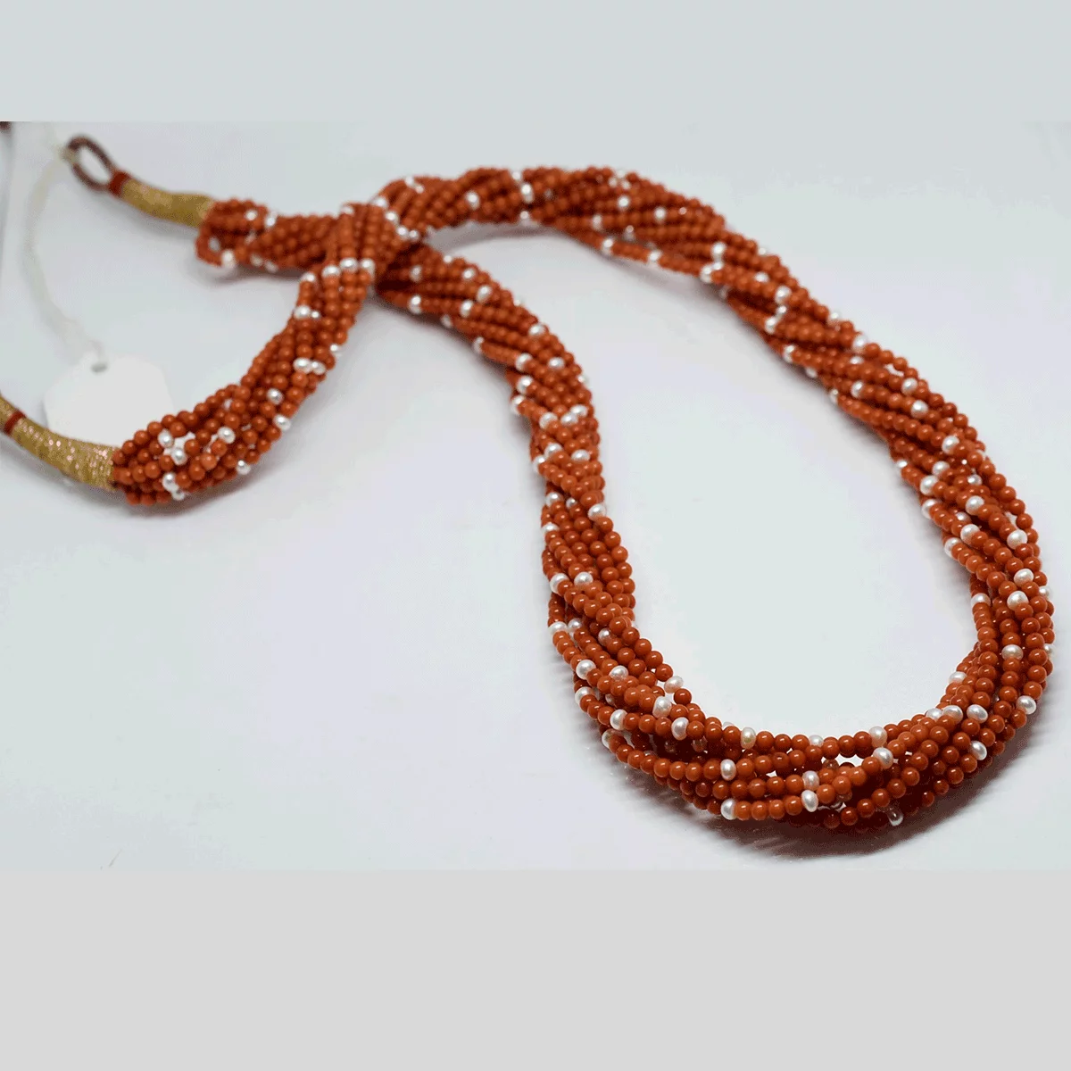 Red Coral Pearl Beads Necklace ( Moonga Moti Mala ) - Image 3