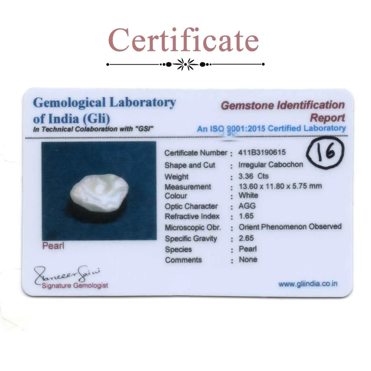 3.36 Carats Keshi Pearl ( 3.73 Ratti Moti ) - Image 3