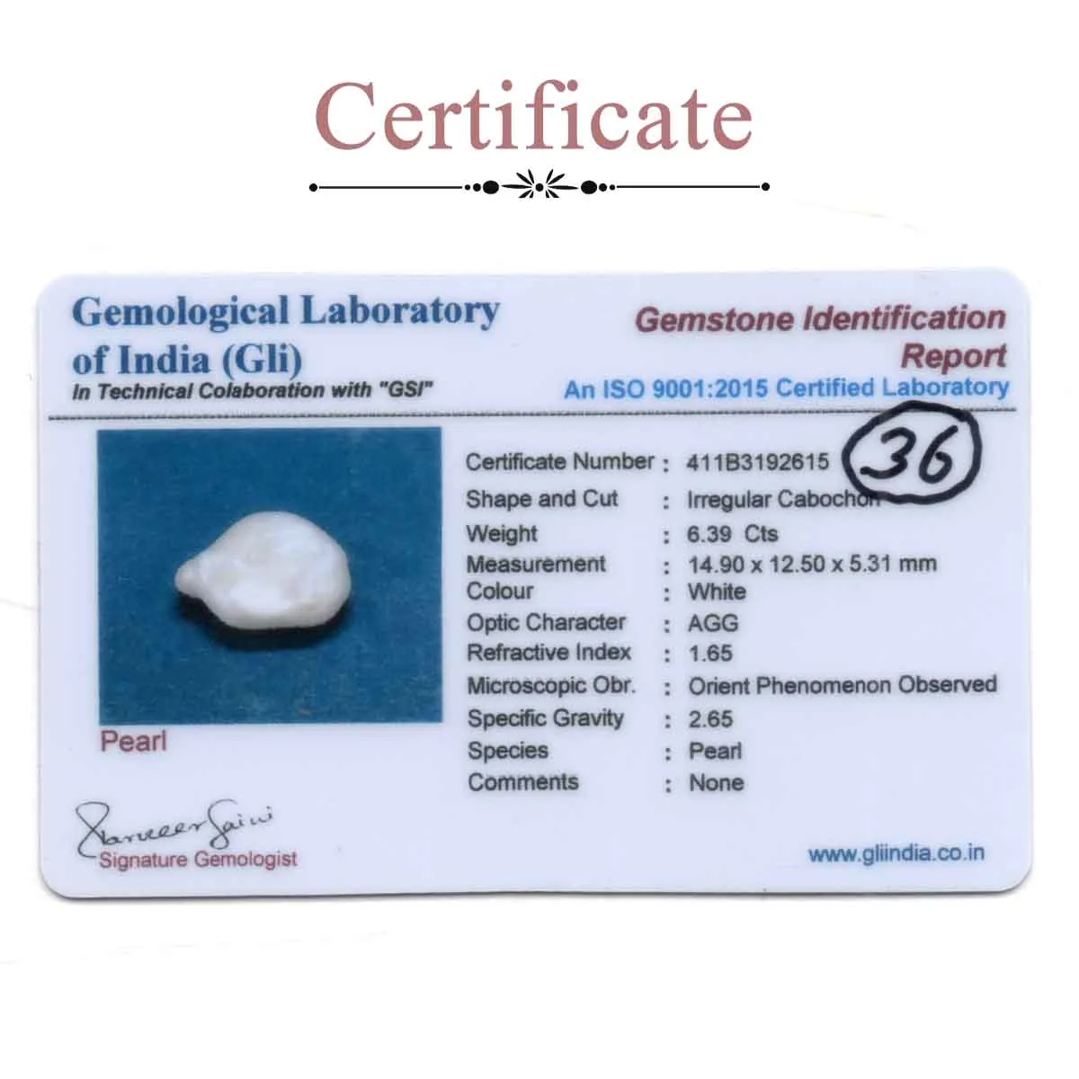 6.39 Carats Keshi Pearl ( 7.1 Ratti Moti ) - Image 3