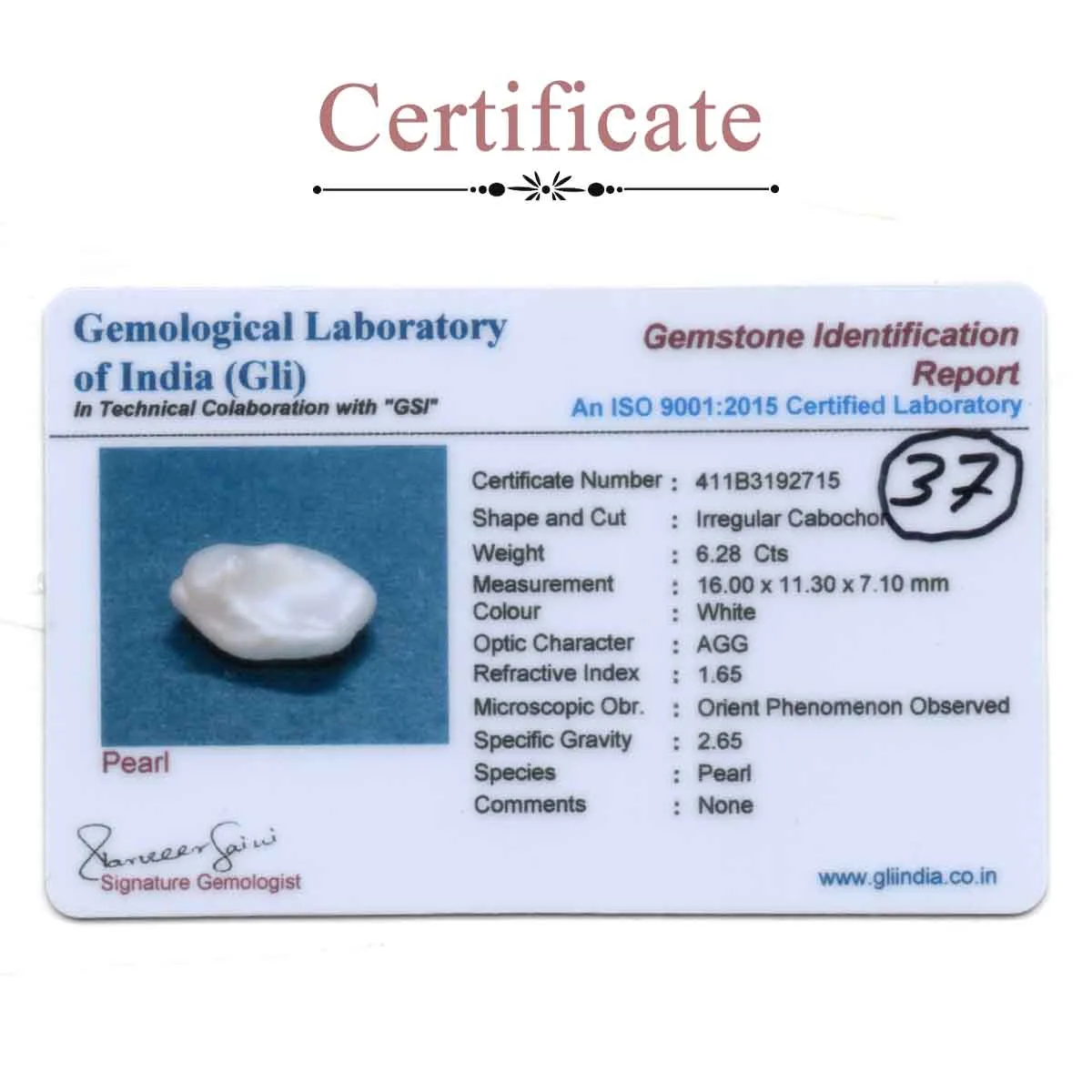 6.28 Carats Keshi Pearl ( 6.98 Ratti Moti ) - Image 3