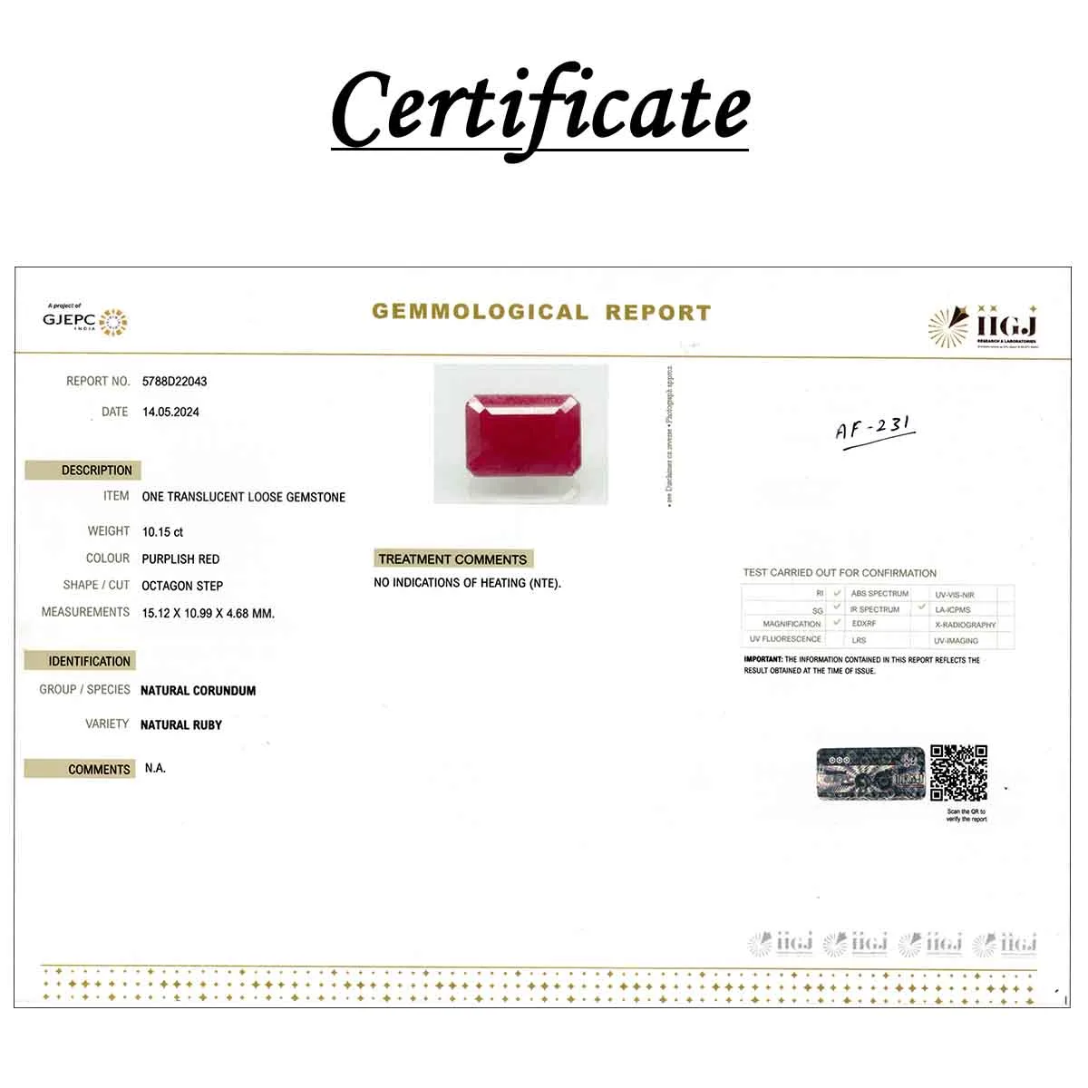 10.15 Carats Ruby ( 11.28 Ratti Manak ) - Image 3