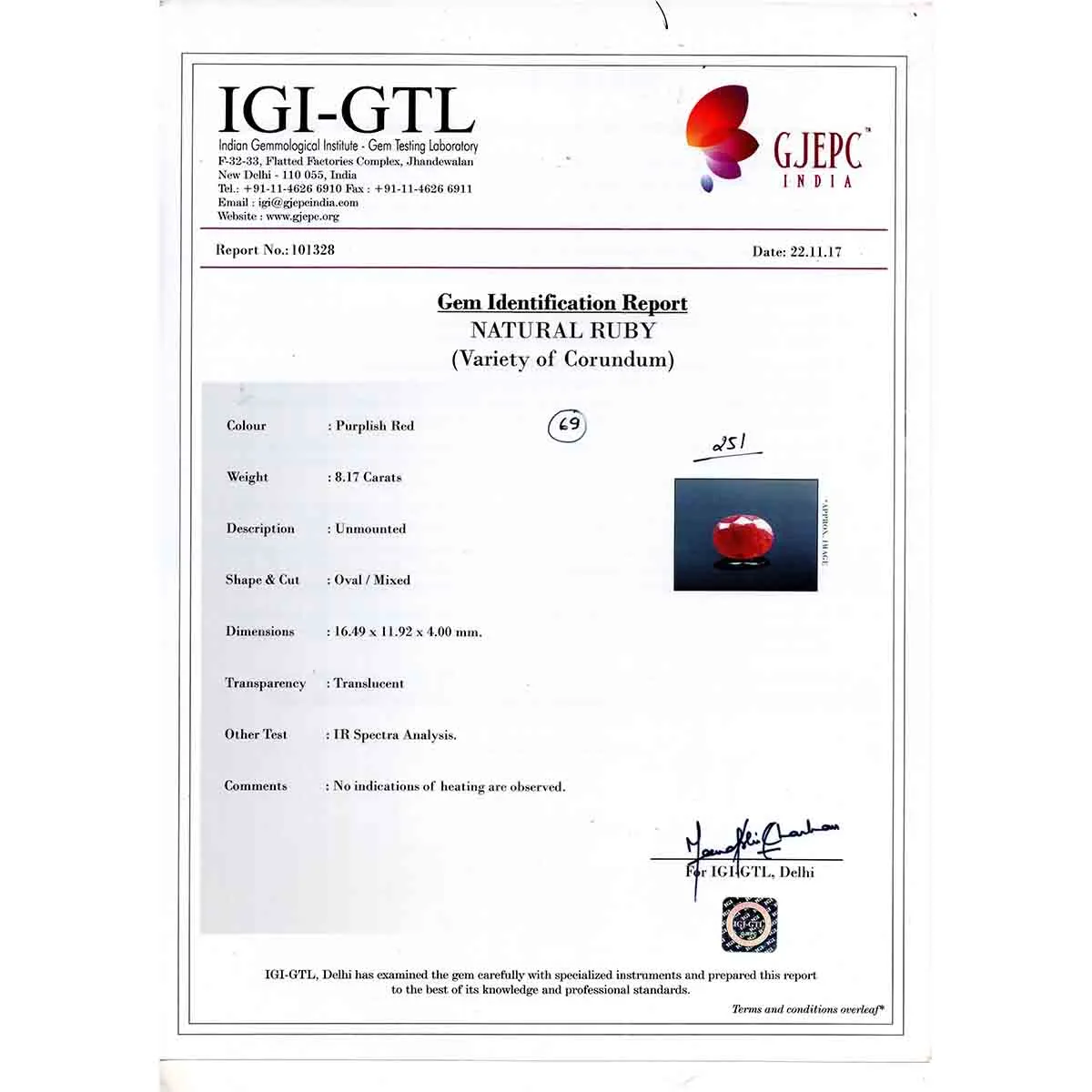 8.17 Carats Ruby ( 9.08 Ratti Manak ) - Image 3