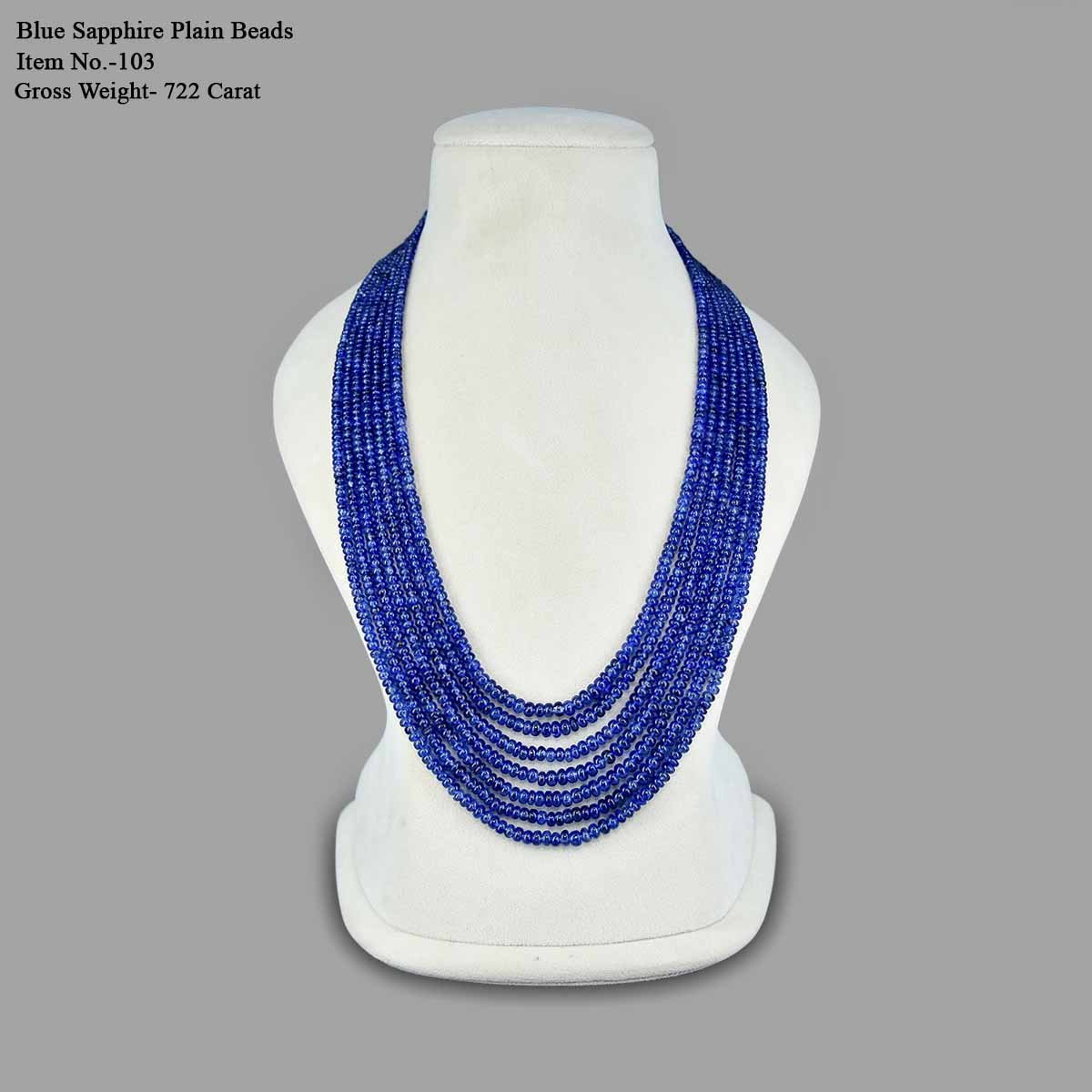 RGW-Gemstones-mala-0125-Blue Sapphire -103 (1) Natural Blue Sapphire Plain Beads Necklace ( 7 Lines Blue ) - Image 2