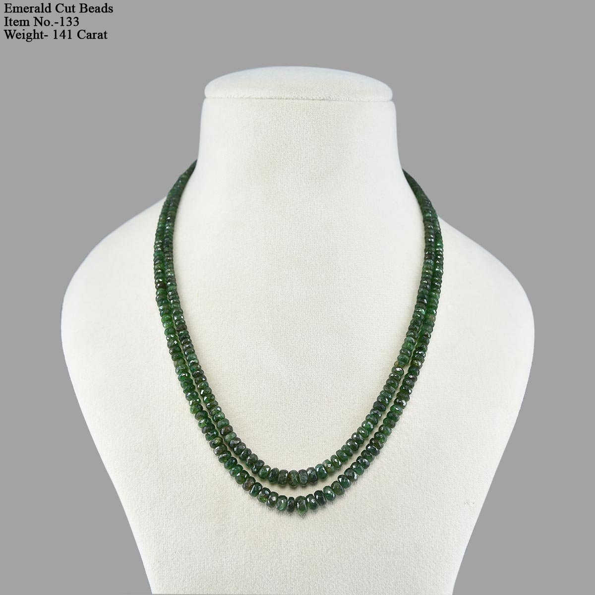 RGW-Gemstones-mala-0125-Emerald-133 (1) Certified Emeralds Cut Beads Necklace Mala ( Double Lines Green ) - Image 2