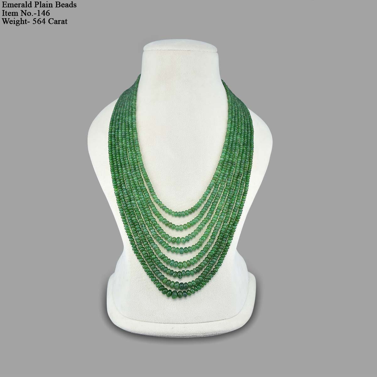 RGW-Gemstones-mala-0125-Emerald-146 (1) Natural Emeralds Plain Beads Necklace Mala ( 8 Lines Green ) - Image 2