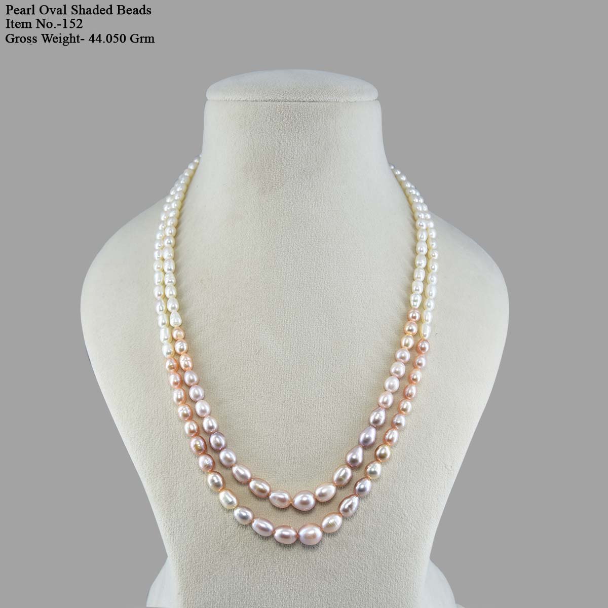 RGW-Gemstones-mala-0125-Pearl-152 (1) Natural Oval Graded Beads Necklace ( 2 Lines Shaded ) - Image 2