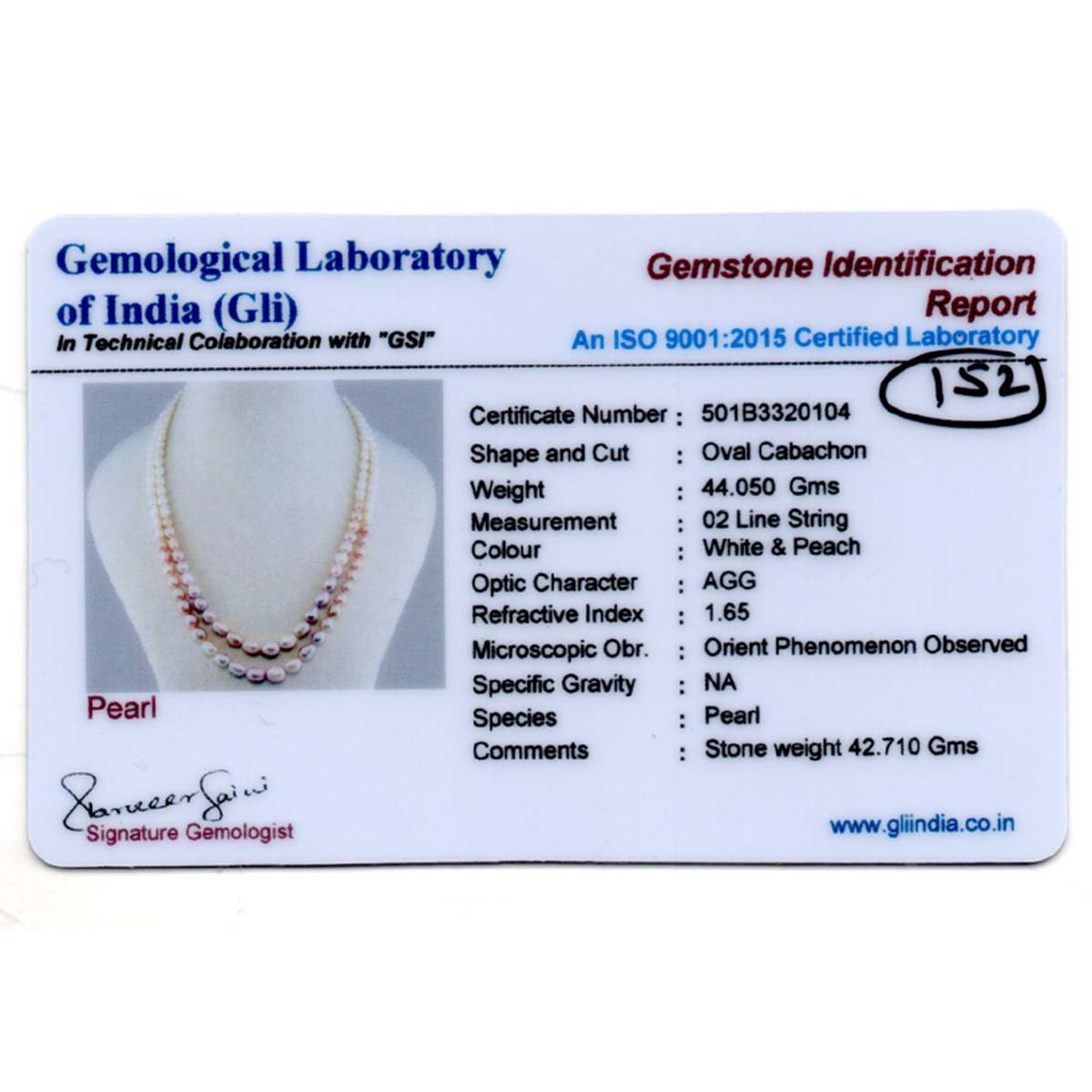 RGW-Gemstones-mala-0125-Pearl-152 Certificate Natural Oval Graded Beads Necklace ( 2 Lines Shaded ) - Image 3