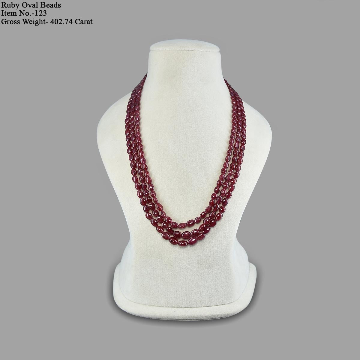 RGW-Gemstones-mala-0125-Ruby -123 (1) Natural and Certified Ruby Beads Necklace Mala ( 3 Lines Pink ) - Image 2