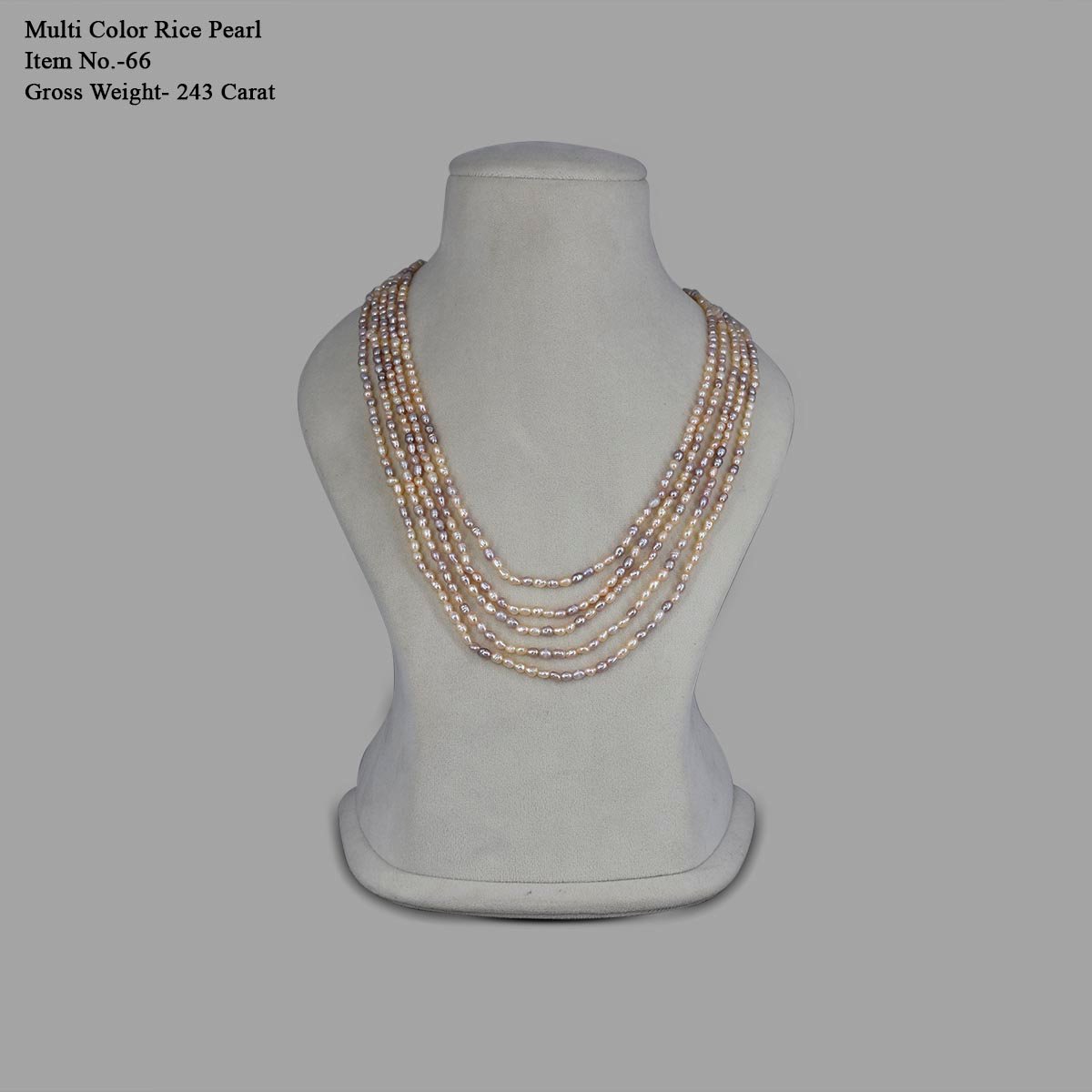 RGW-Gemstones-mala-0125-real multi color rice pearl-66 (1) Real Multi Colour Rice Pearl Necklace ( 5 Lines ) - Image 2