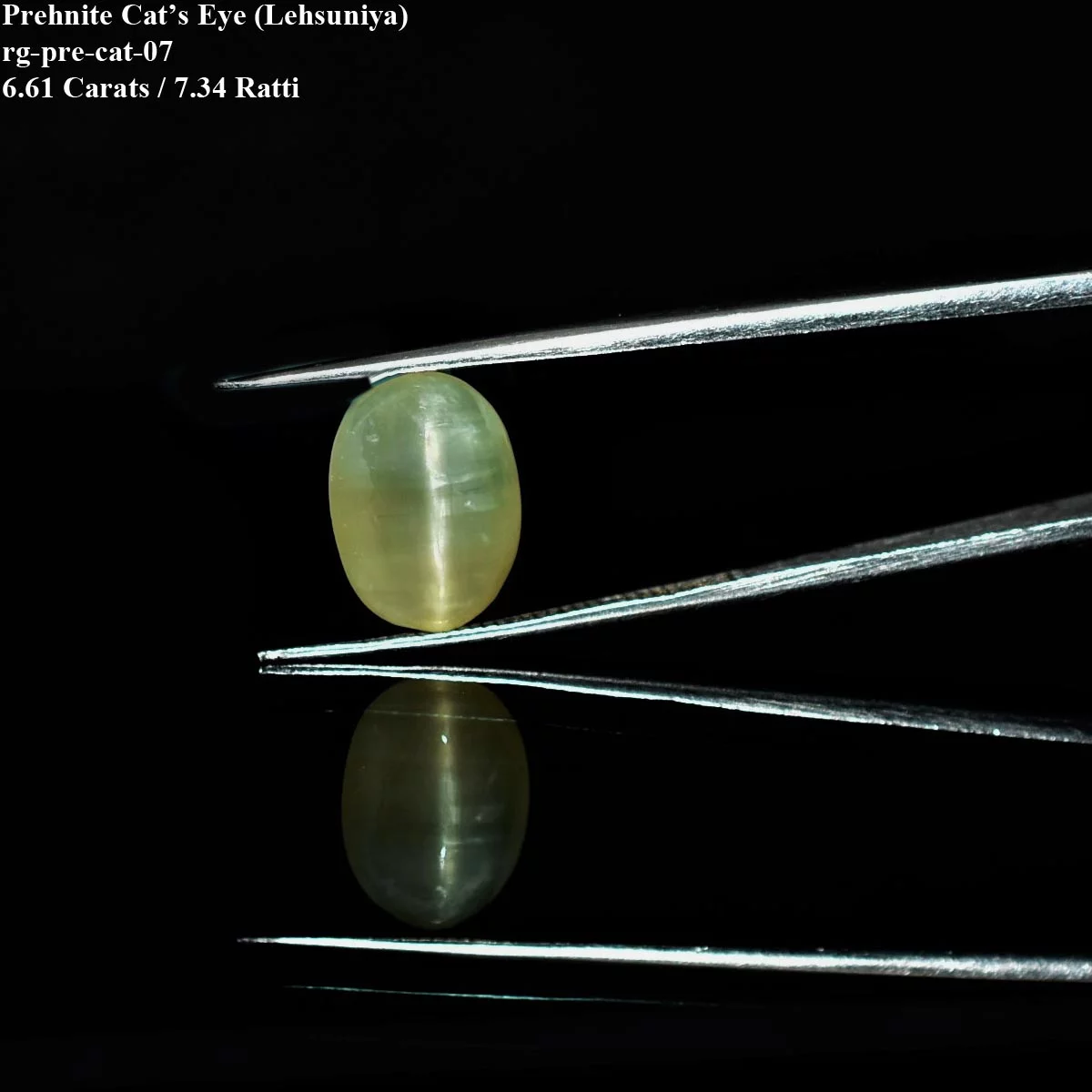 6.61 Carats Prehnite Cat's Eye ( 7.34 Ratti Lehsunia ) - Image 2