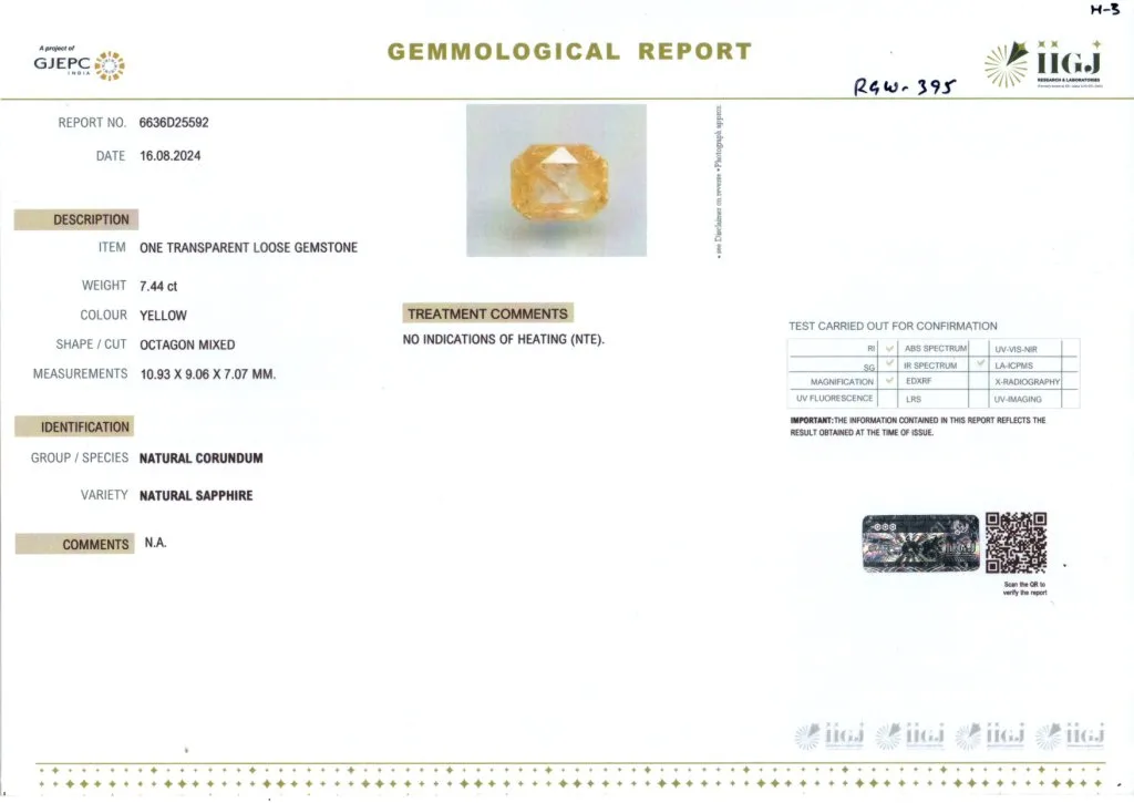 7.44 Carats Yellow Sapphire ( 8.27 Ratti Pukhraj ) 4