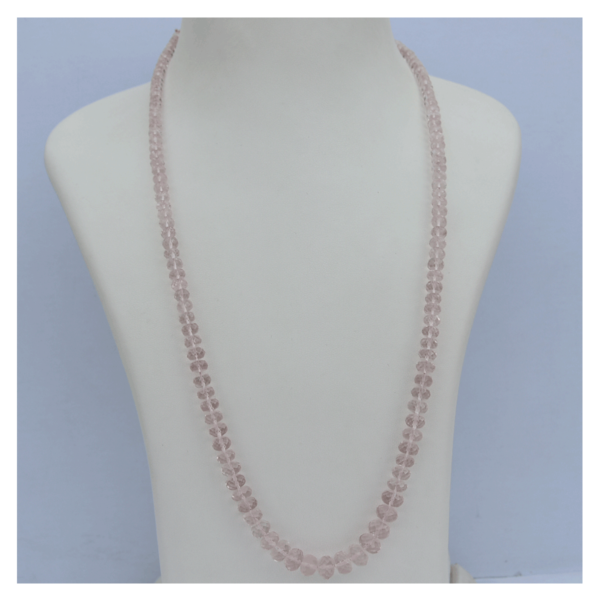 Natural Rose Quartz Beads Necklace Mala, Baby Pink Color