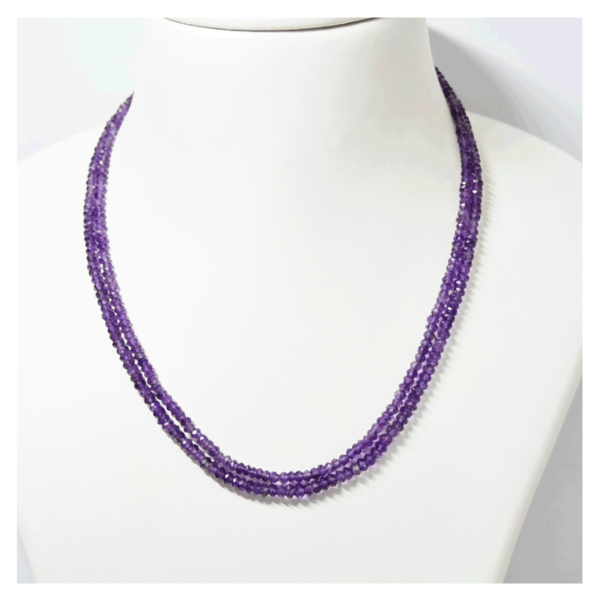 Natural Amethyst Beads Necklace Mala, Purple Colour