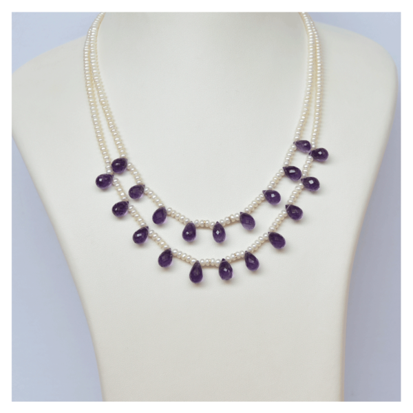Amethyst Pearl Beads Necklace with Certificate ( Jamunia Moti Mala )