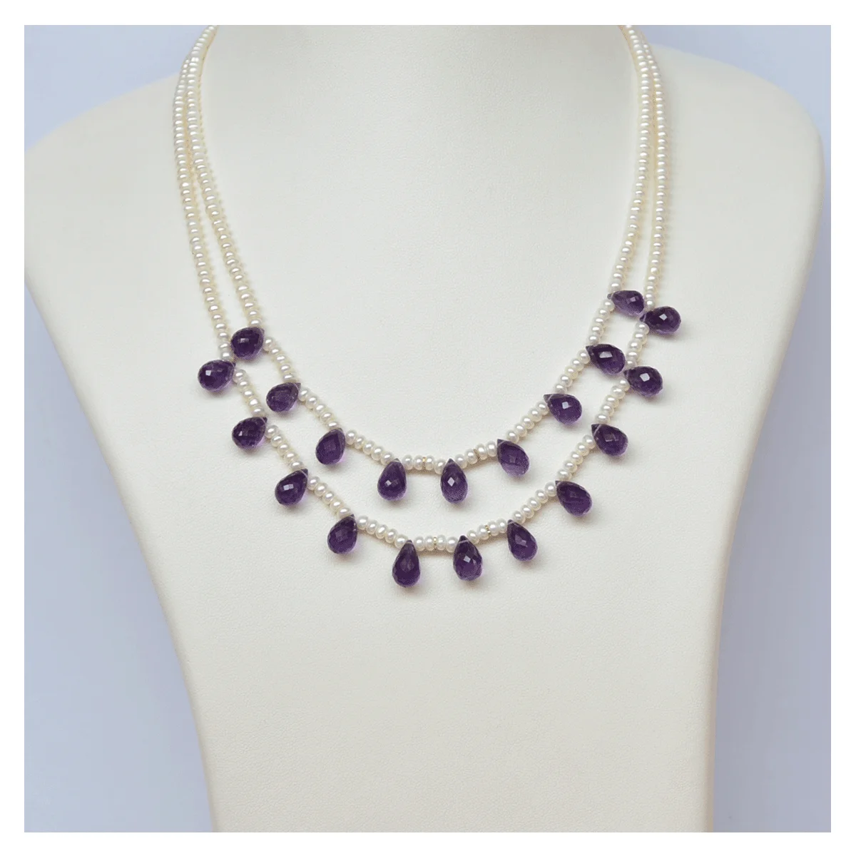 cover-img-2L-4 Amethyst Pearl Beads Necklace with Certificate ( Jamunia Moti Mala ) - Image 1