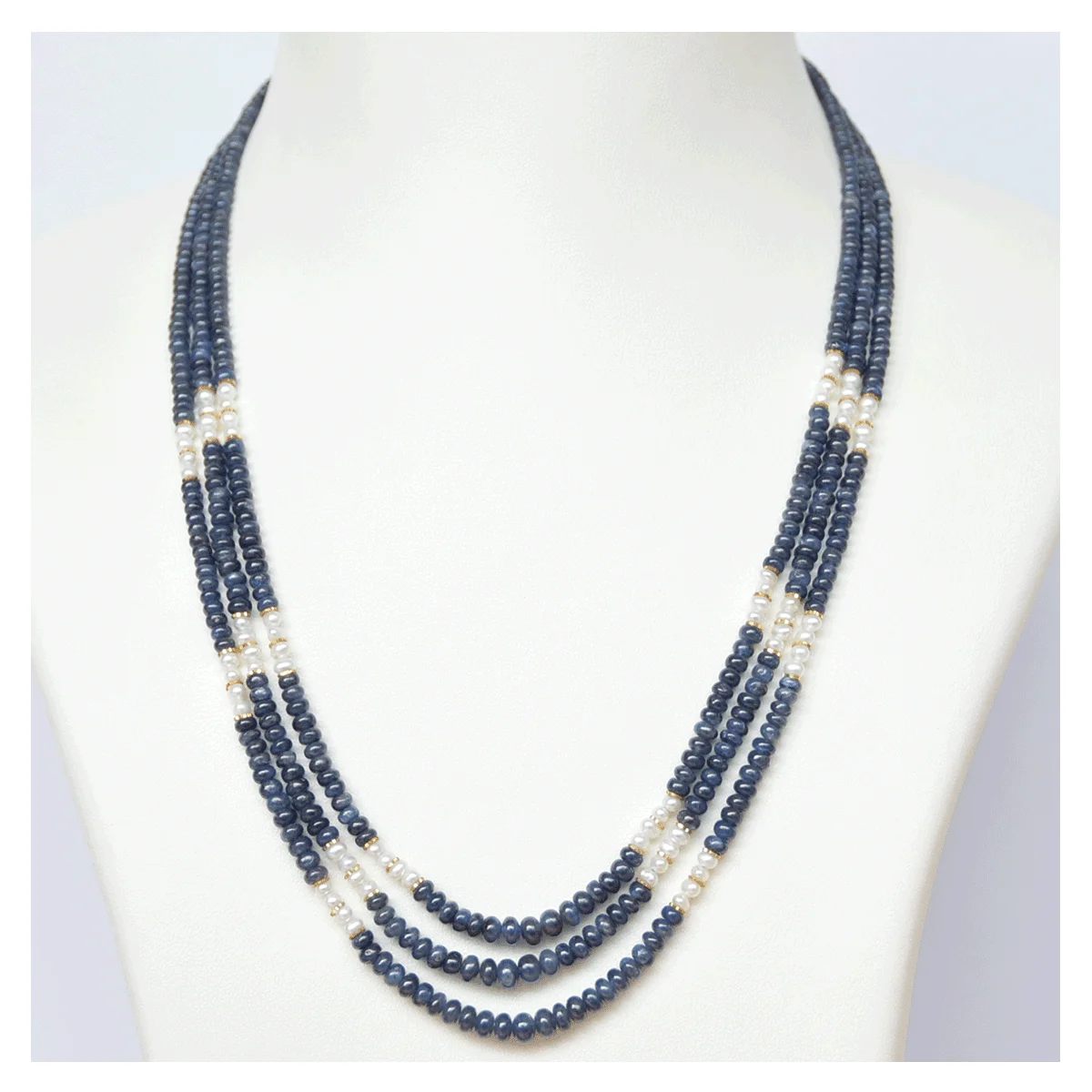 cover-img-3L-1.2 Blue Sapphire & Pearl Beads Necklace with Gold Challa ( Neelam Moti Mala ) - Image 1