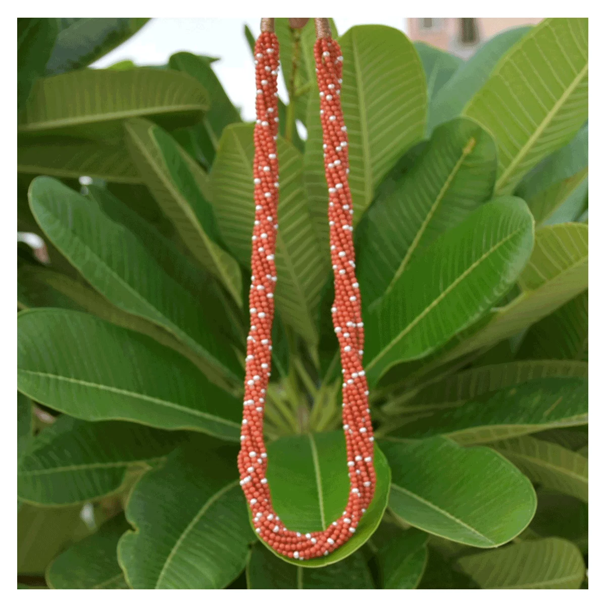 Red Coral Pearl Beads Necklace ( Moonga Moti Mala ) - Image 1