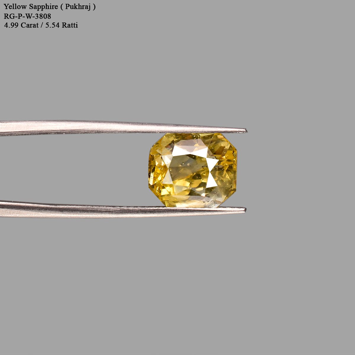 d0825-rgw-w-puk-3808-4 4.99 carats Yellow Sapphire  ( 5.54 Ratti Pukhraj ) - Image 4