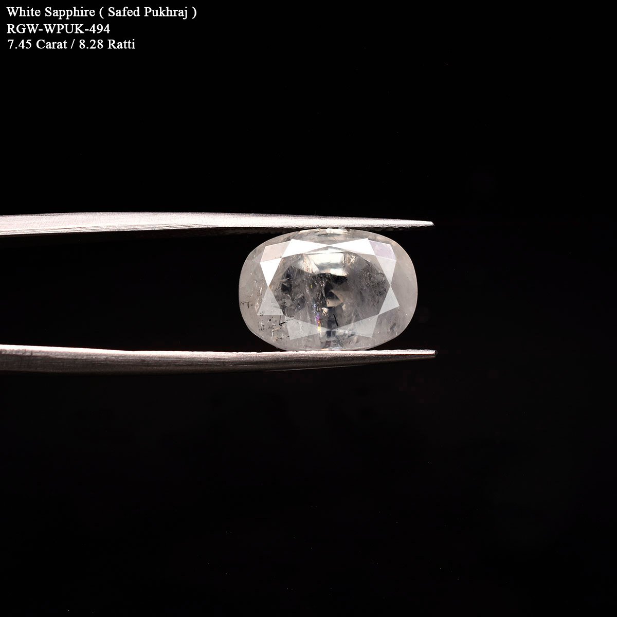 d0925-rgw-wpuk-494-4 7.45 carats White Sapphire ( 8.28 ratti Safed Pukhraj ) - Image 4