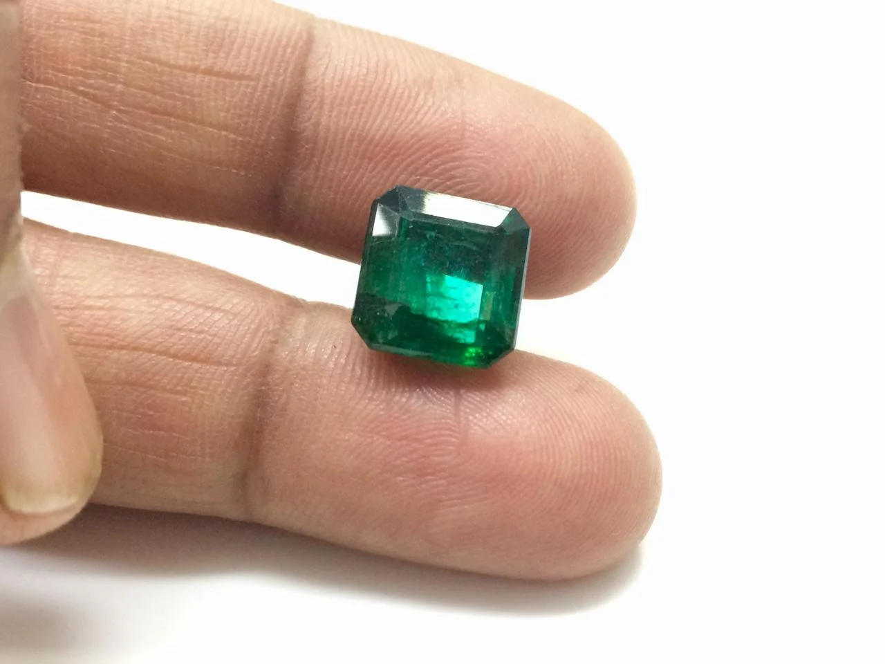 emerald custom (4) 7.30 carats Natural Emerald with Silver Ring - Image 1