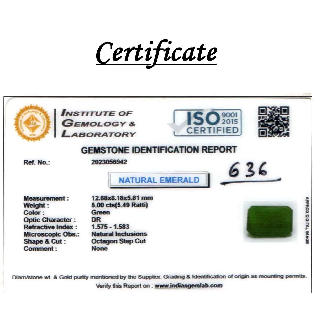 5 Carats Emerald ( 5.49 Ratti Panna ) 5