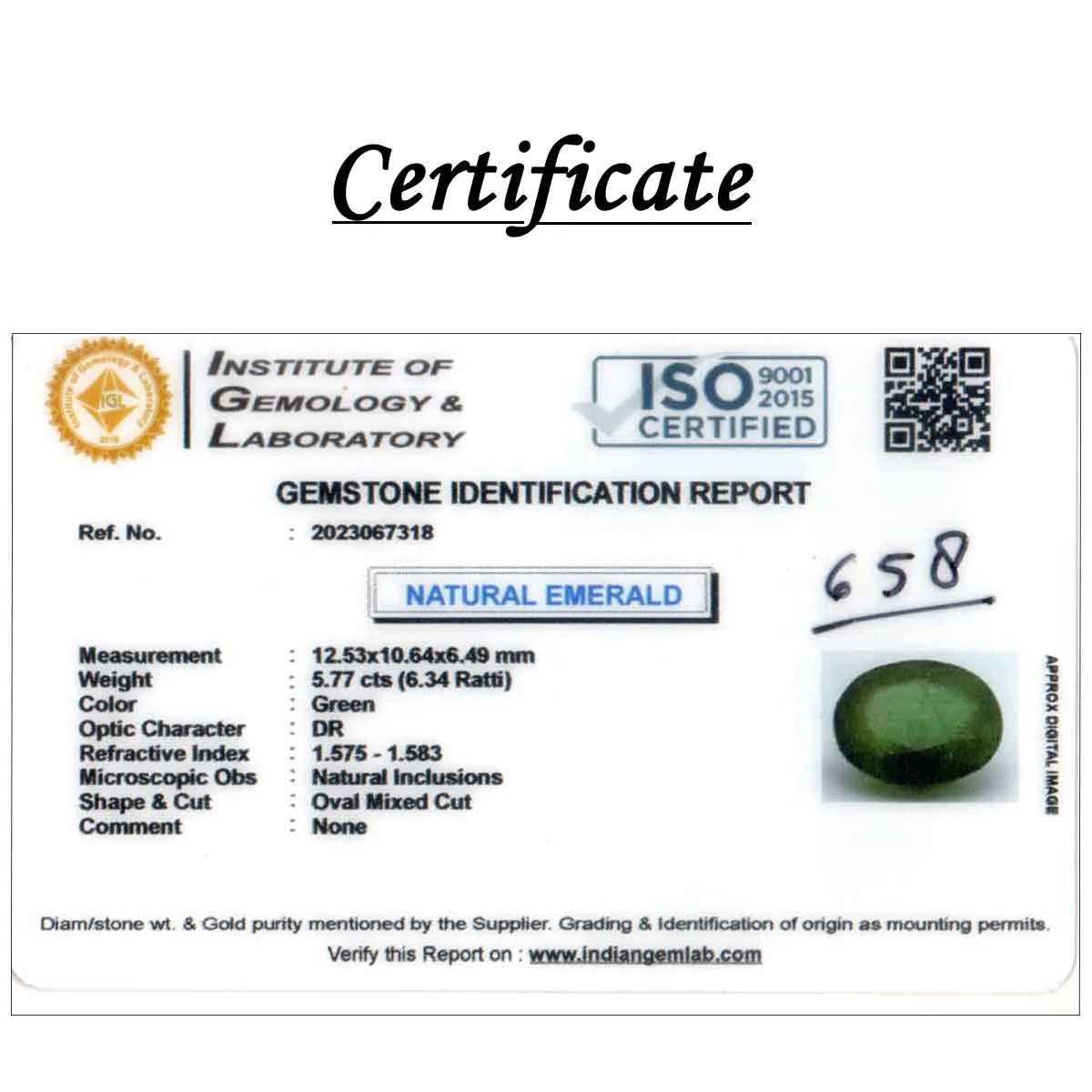 5.77 Carats Emerald ( 6.34 Ratti Panna ) - Image 6