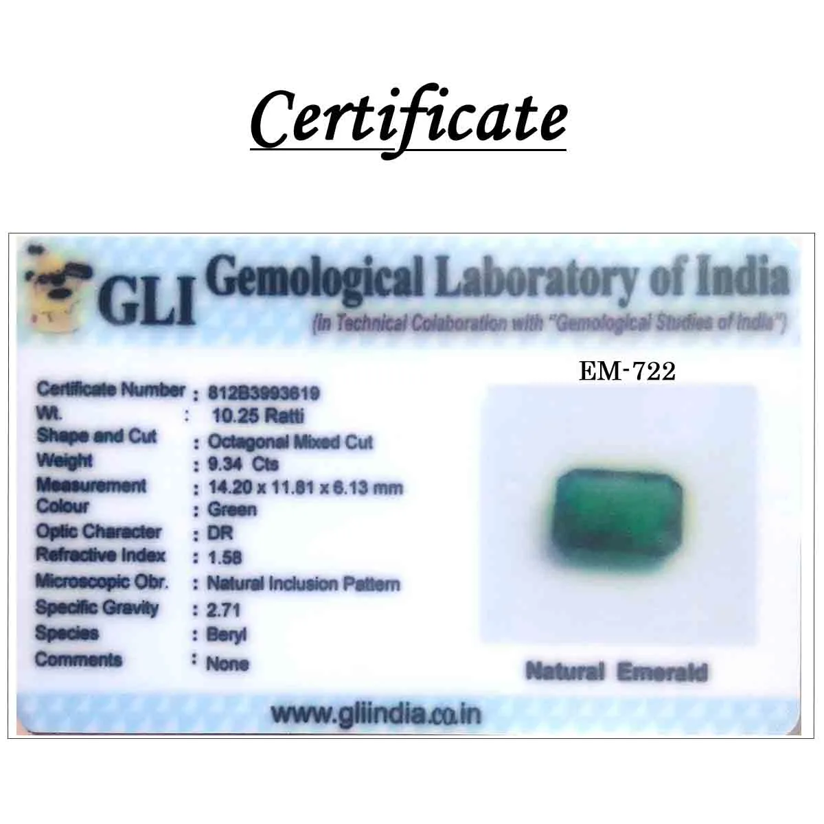 9.34 Carats Emerald ( 10.25 Ratti Panna ) 5