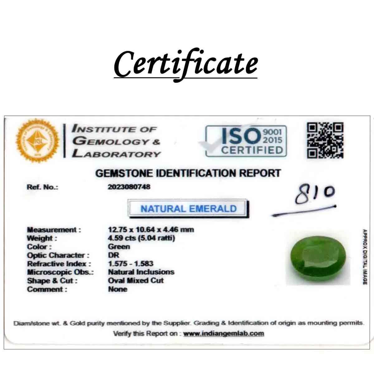 4.59 Carats Emerald ( 5.04 Ratti Panna ) - Image 6