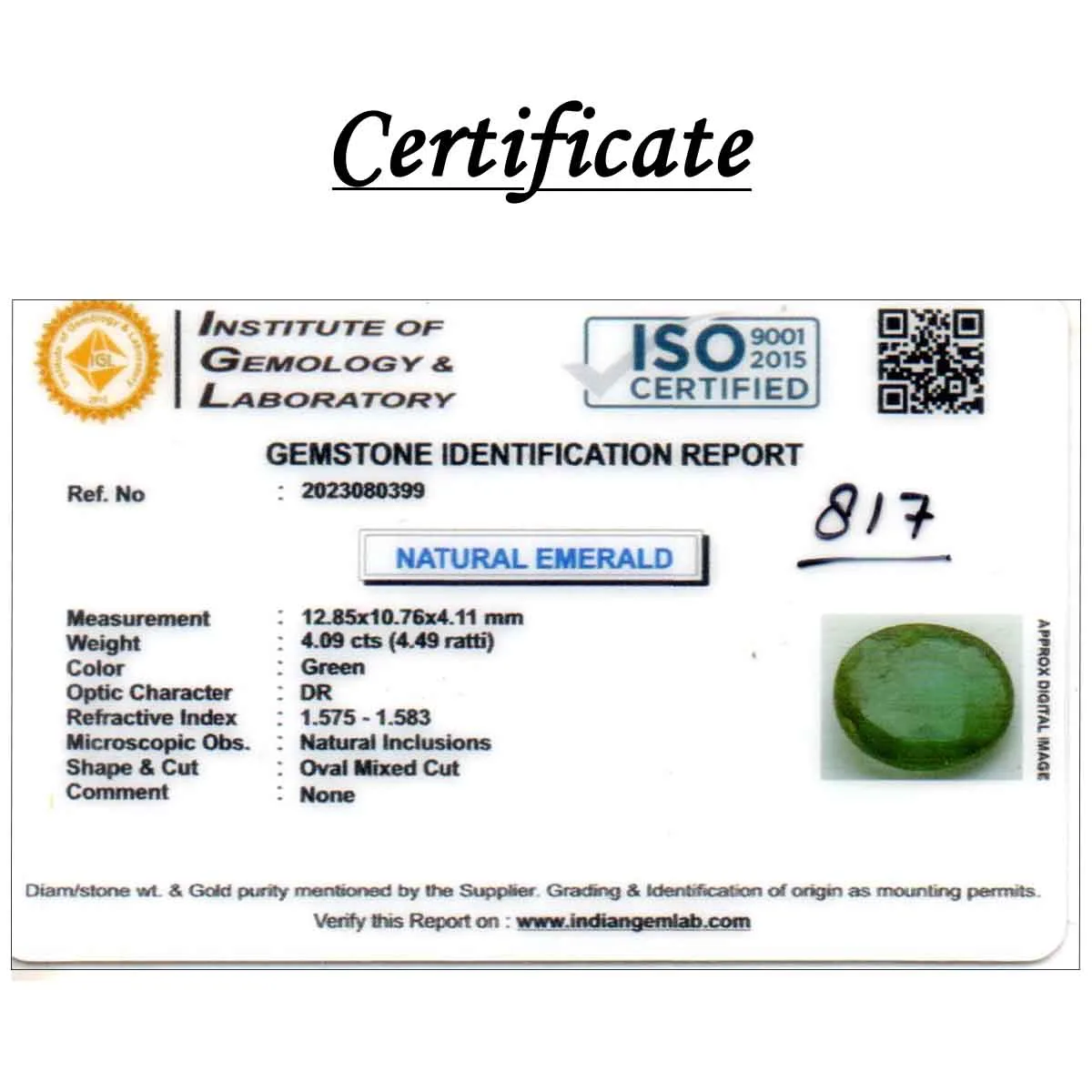4.09 Carats Emerald ( 4.49 Ratti Panna ) - Image 6