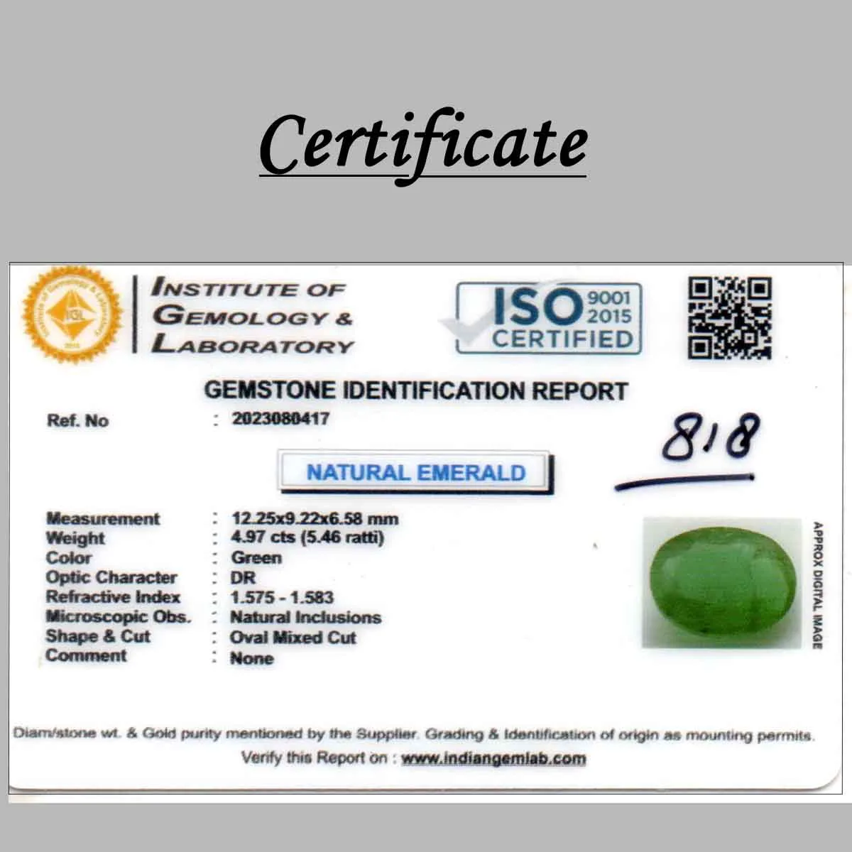4.97 Carats Emerald ( 5.46 Ratti Panna ) - Image 6