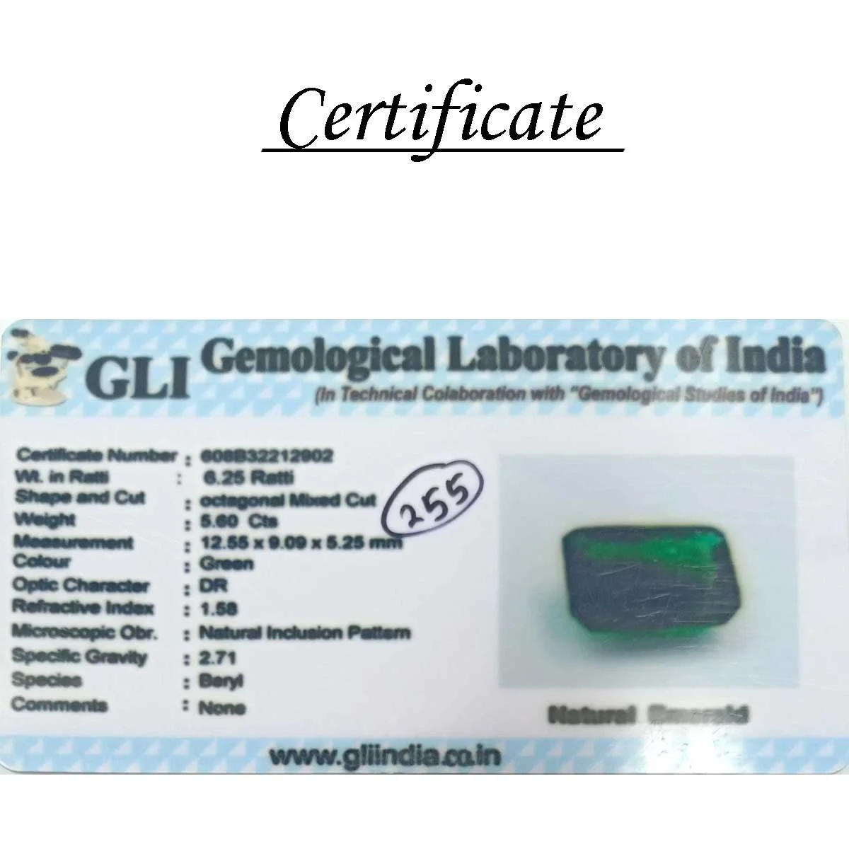 5.6 Carats Brazilian Emerald ( 6.22 Ratti Panna ) - Image 5