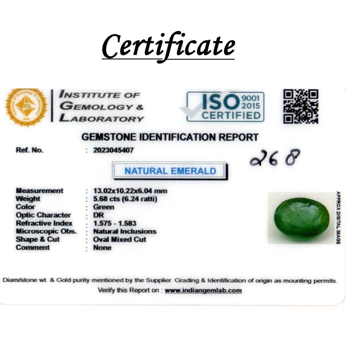 5.68 Carats Emerald ( 6.24 Ratti Panna ) - Image 4