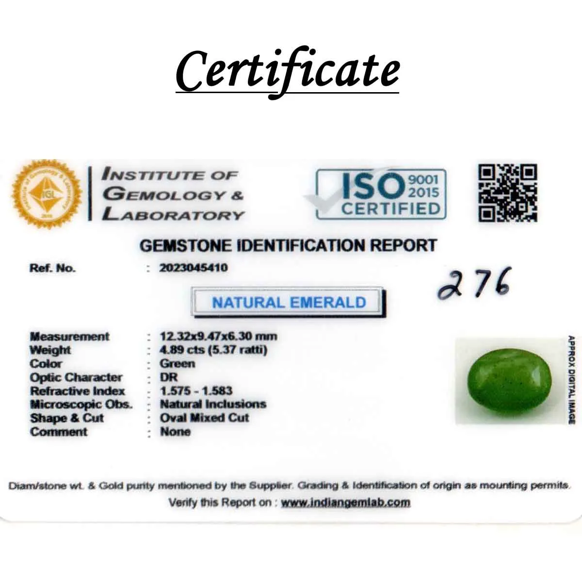 4.89 Carats Emerald ( 5.37 Ratti Panna ) - Image 5