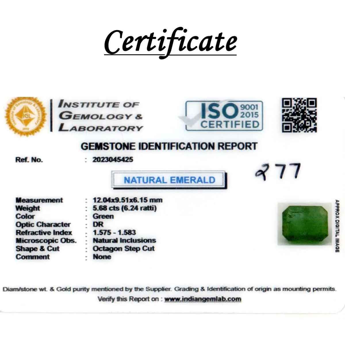 5.68 Carats Emerald ( 6.24 Ratti Panna ) - Image 3