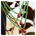 Lab Certified Emerald Ruby Necklace with Gold Foil Beads ( Panna Manak Mala )