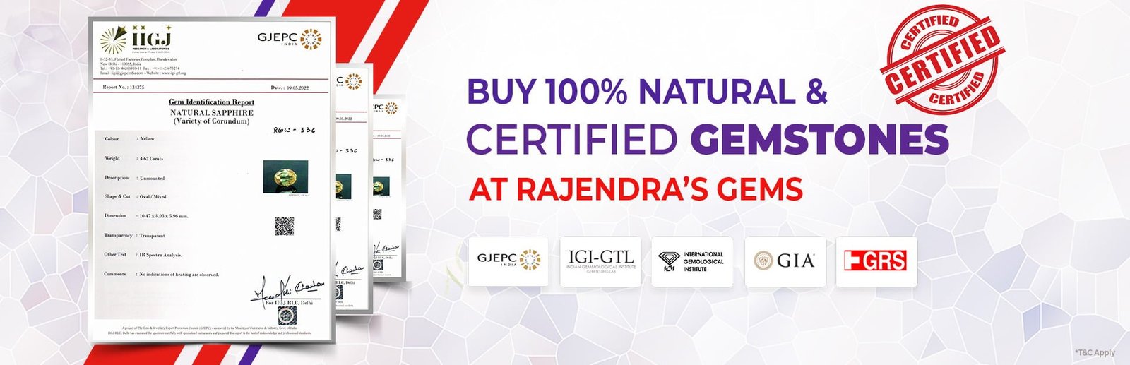 Government Certified Gemstones in Delhi India by Rajendras Gems