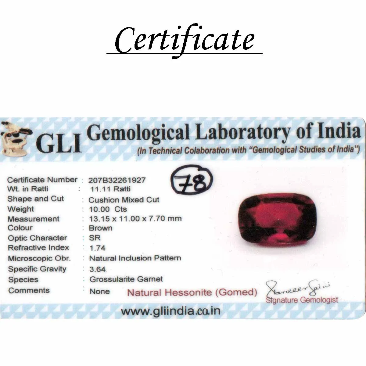 10 Carats Hessonite Garnet ( 11.11 Ratti Gomed ) - Image 5
