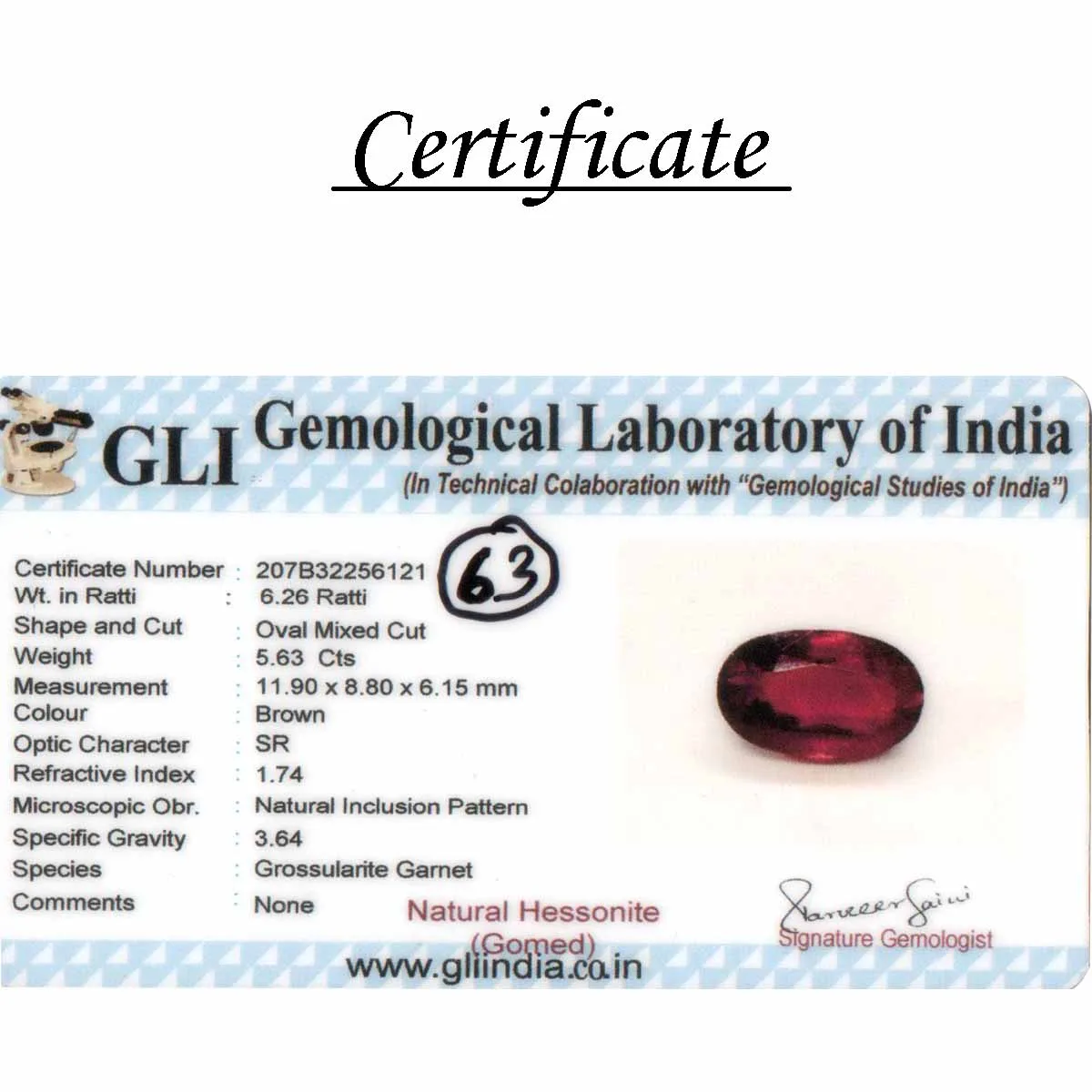 5.63 Carats Hessonite Garnet ( 6.25 Ratti Gomed ) - Image 4