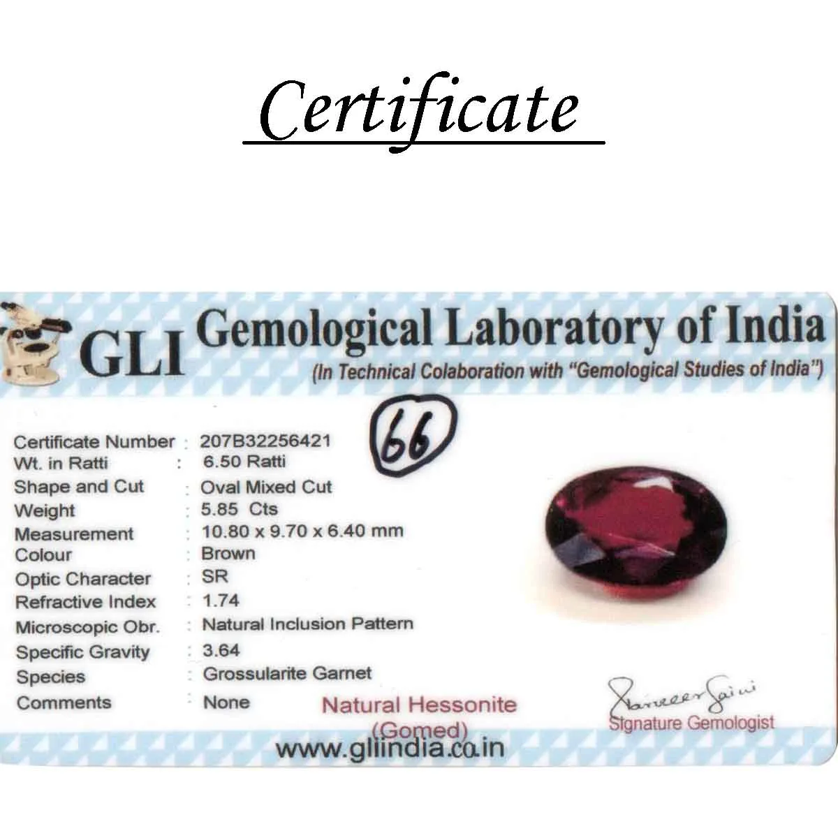 5.85 Carats Hessonite Garnet ( 6.5 Ratti Gomed ) - Image 5