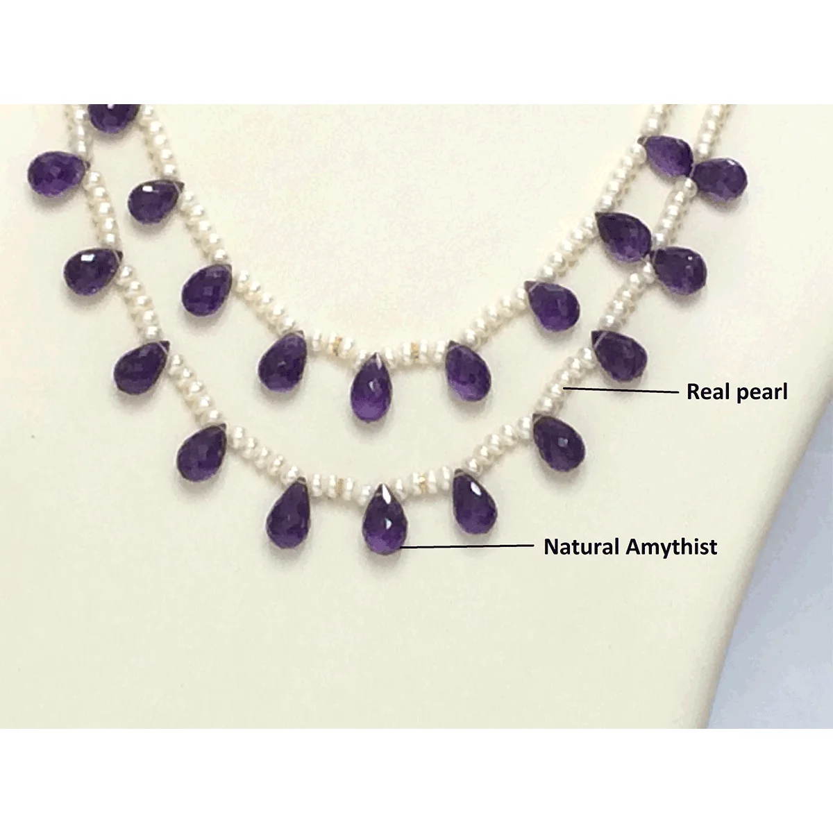 Amethyst Pearl Beads Necklace with Certificate ( Jamunia Moti Mala ) - Image 2