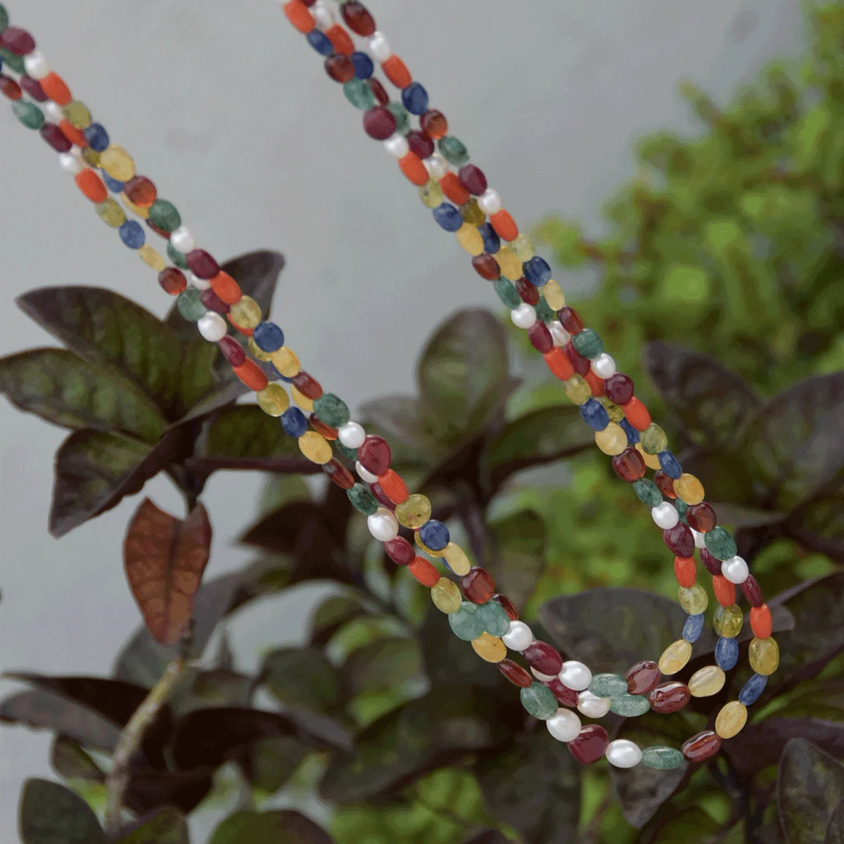 Navratan Stone Mala Necklace with Lab Certificate - Image 2