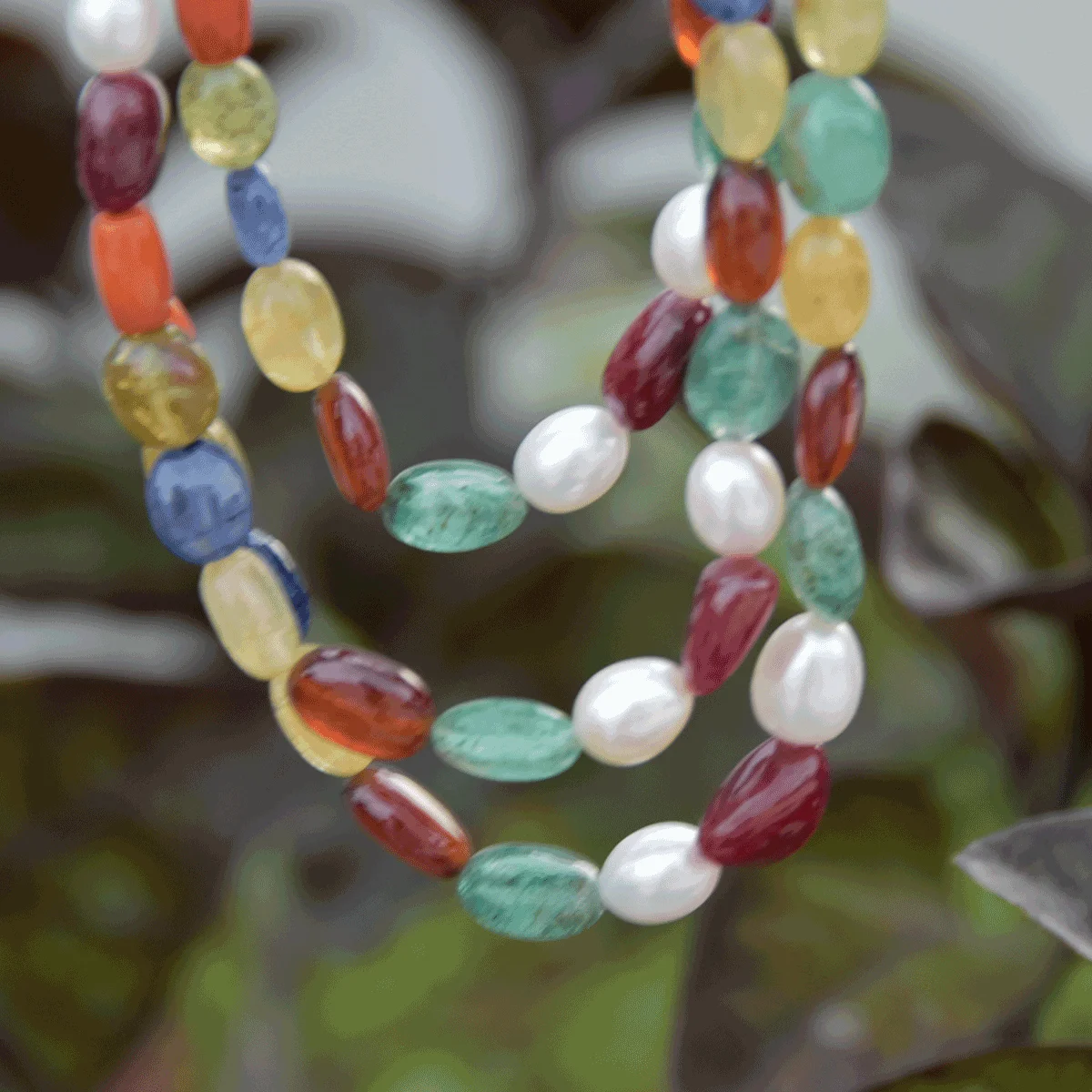 Navratan Stone Mala Necklace with Lab Certificate - Image 3