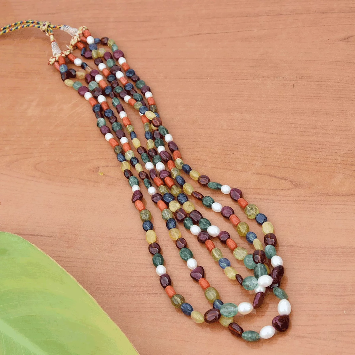 Navratan Stone Mala Necklace with Lab Certificate - Image 4
