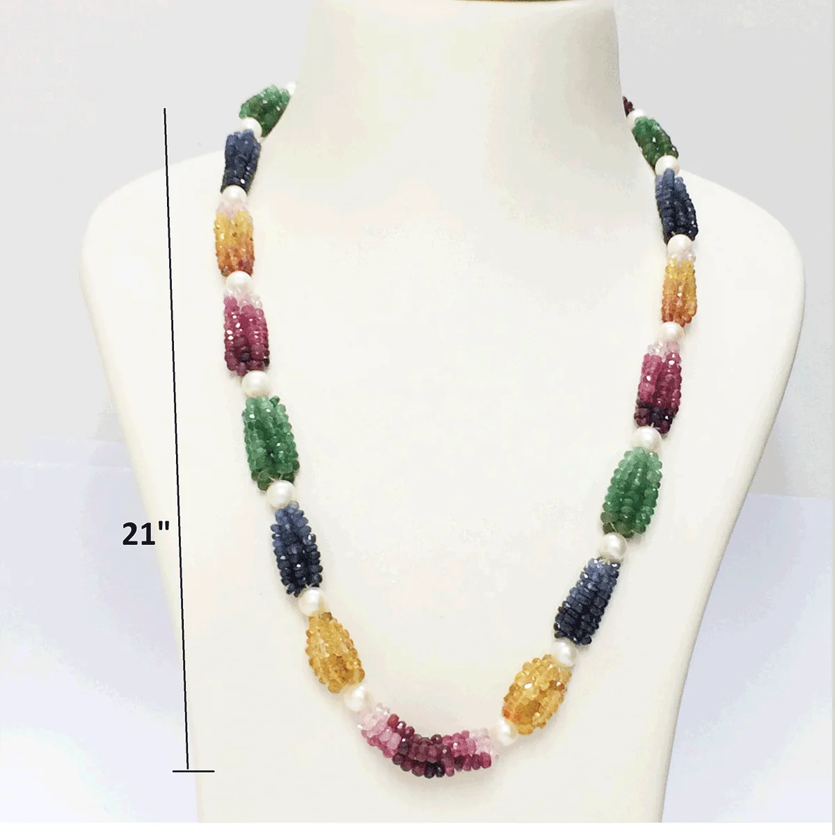 Rainbow Mala Necklace with Natural Emerald, Ruby & Sapphire 3