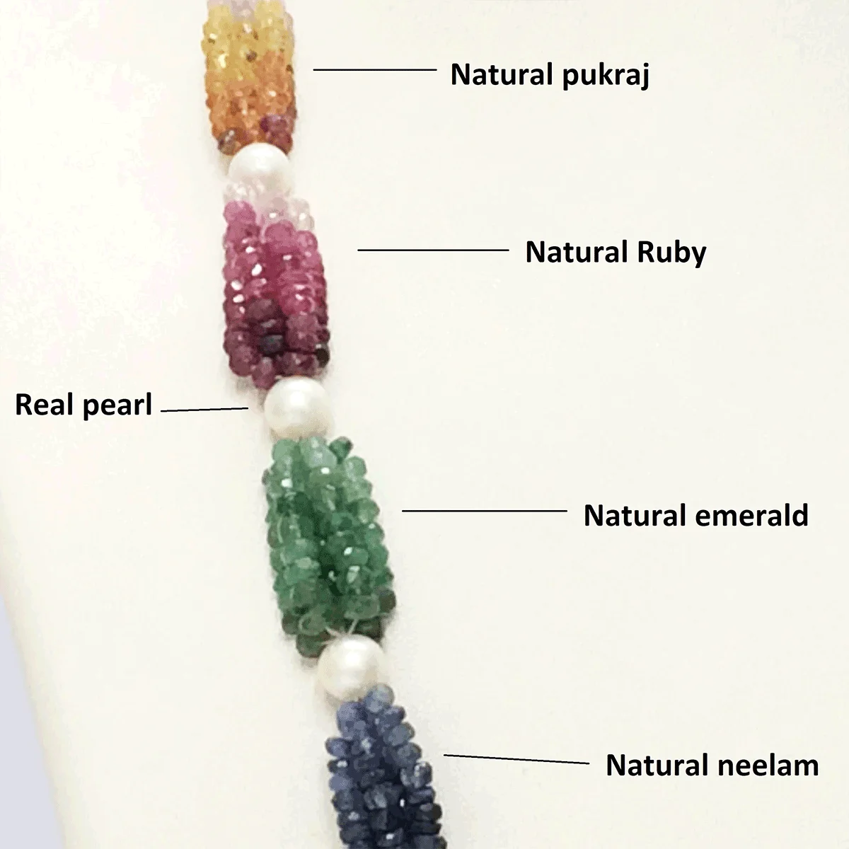 Rainbow Mala Necklace with Natural Emerald, Ruby & Sapphire 4