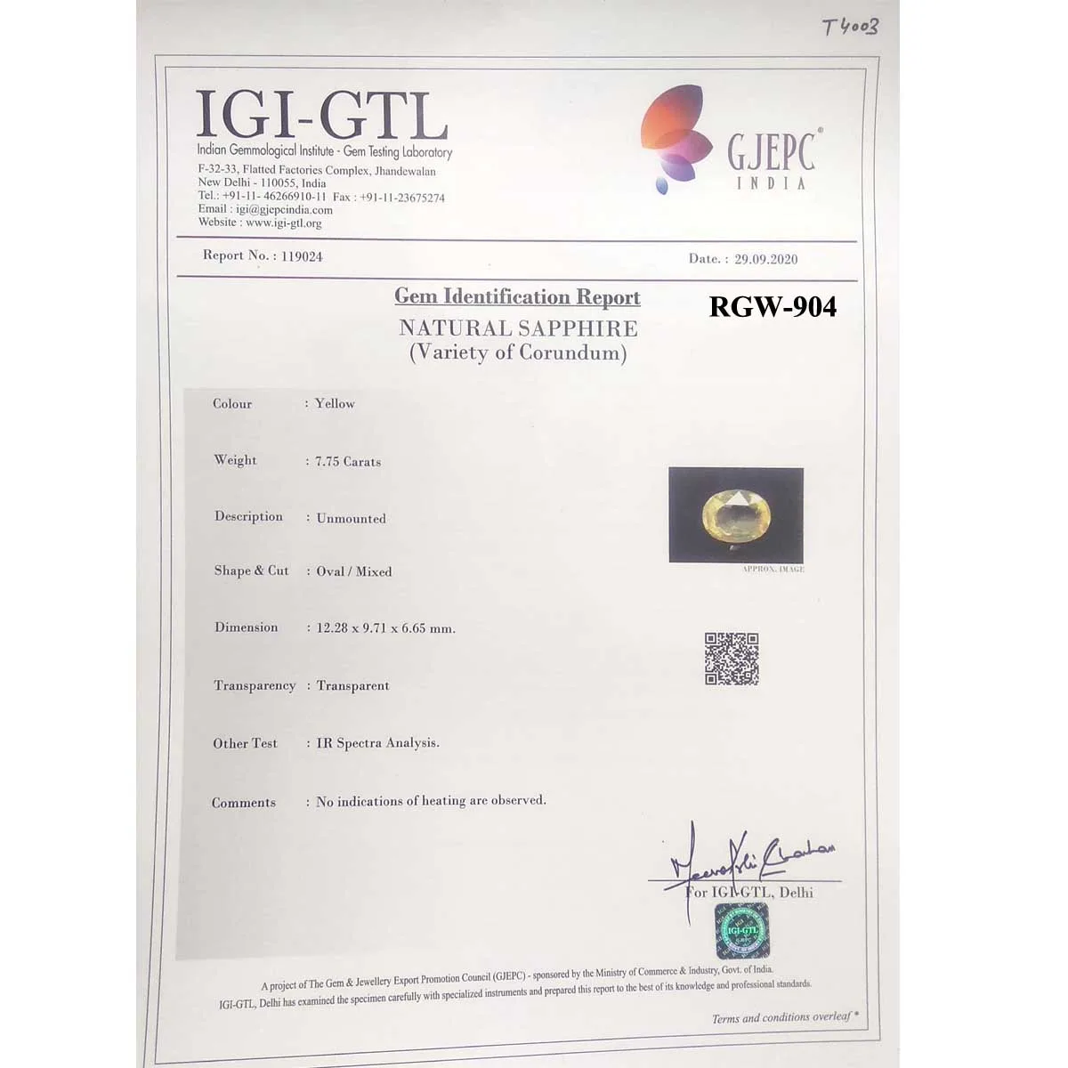7.75 Carats Yellow Saphhire ( 8.61 Ratti Pukhraj ) - Image 4