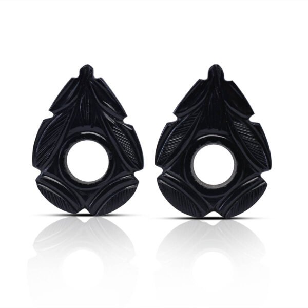 Natural Black Onyx Handcrafted Carved Pair Stone