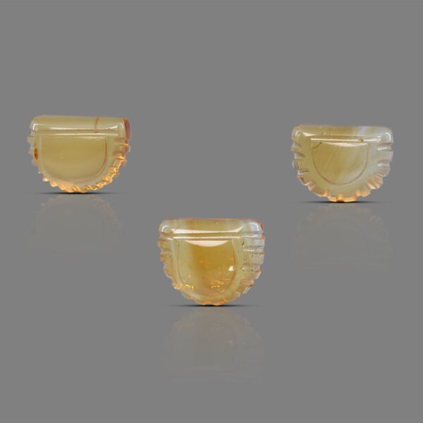 Natural Citrine Handcrafted Half Moon Carved 3 pcs Set
